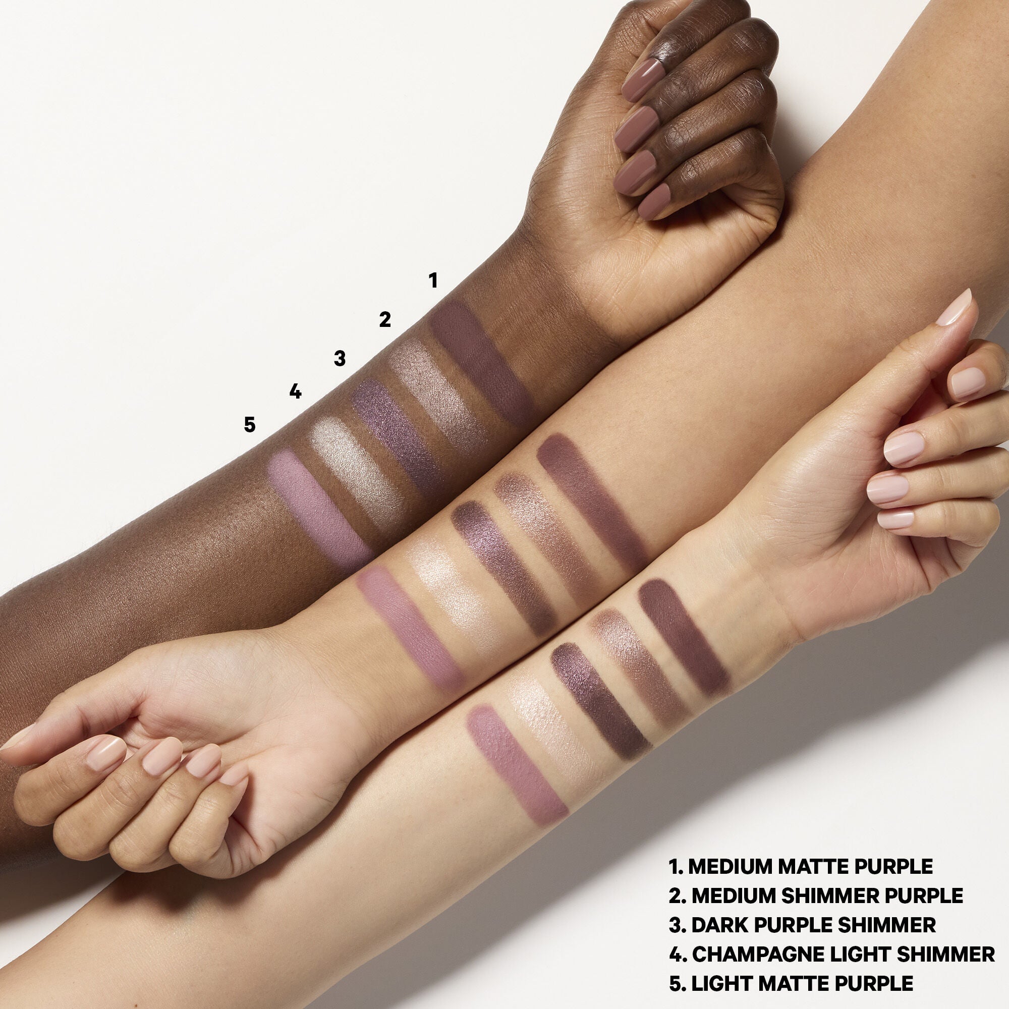 purple eyeshadow palette arm swatch